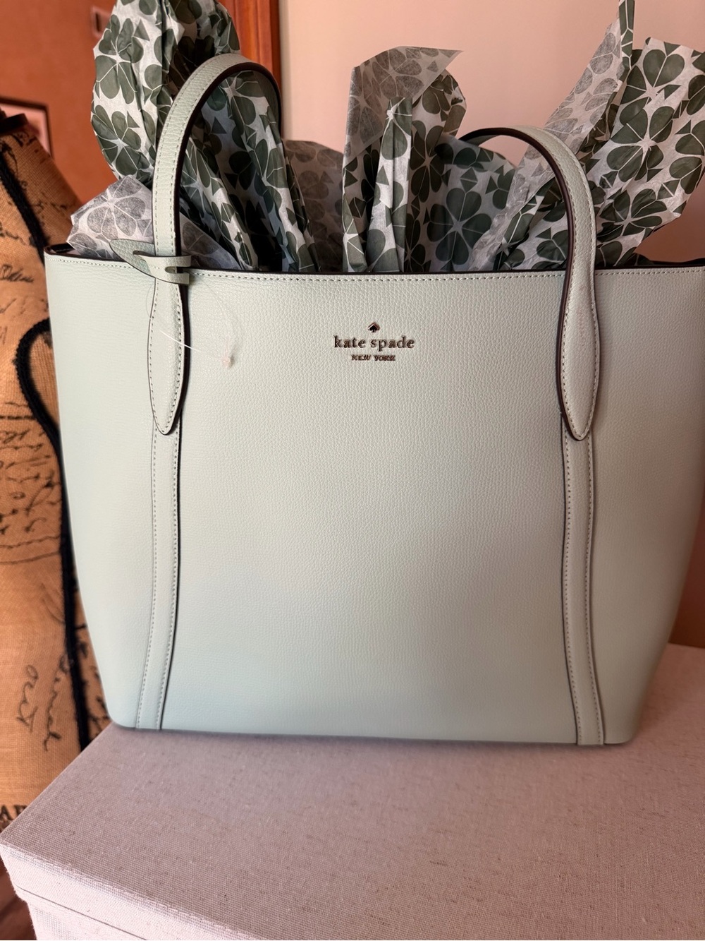 kate spade Mint Green Pebbled Leather Tote